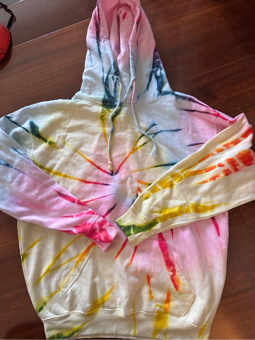 Exist Tie-Dye Pullover Hoodie in Pink Multicolor